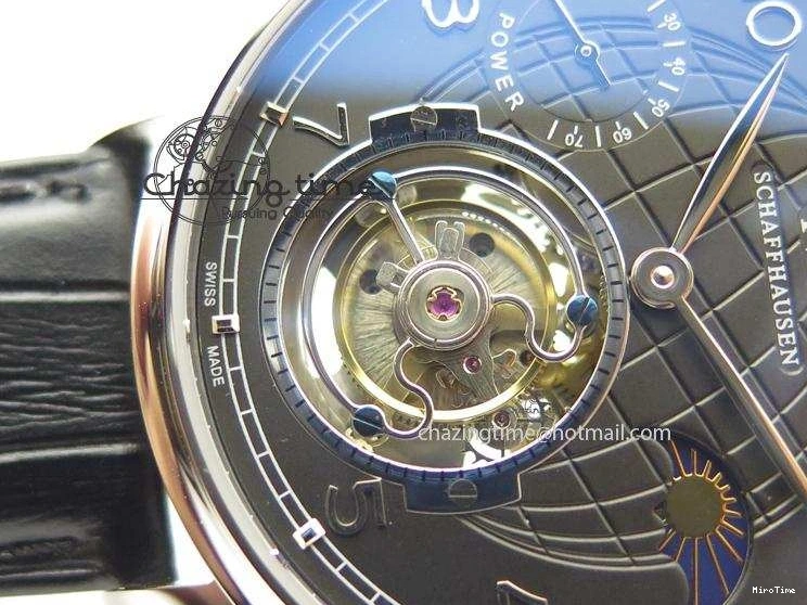 MIROTIME 0419 Portuguese Tourbillon Power Reserve Moonphase SS Black Dial On Black Leather Strap TechFriendly 7321